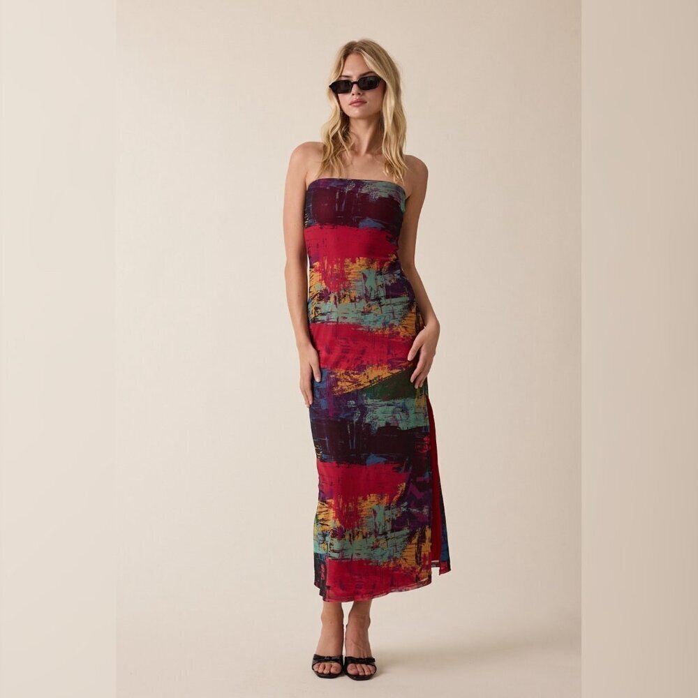 1 LEFT!! WORK OF ART ABSTRACT MAXI DRESS